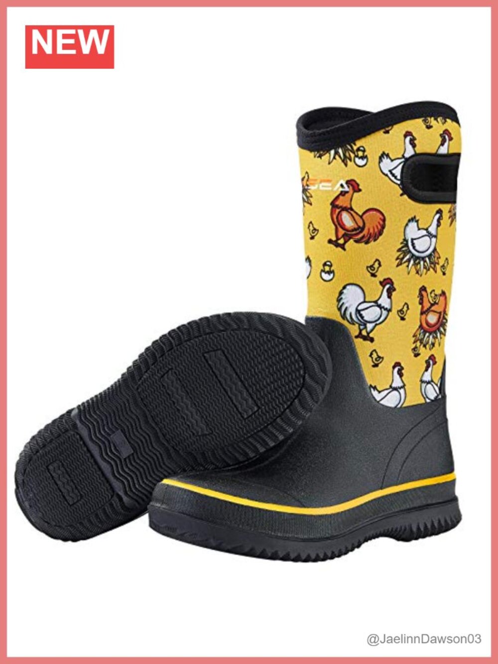 Waterproof Mid Calf Neoprene Rubber Mud Rain Boots